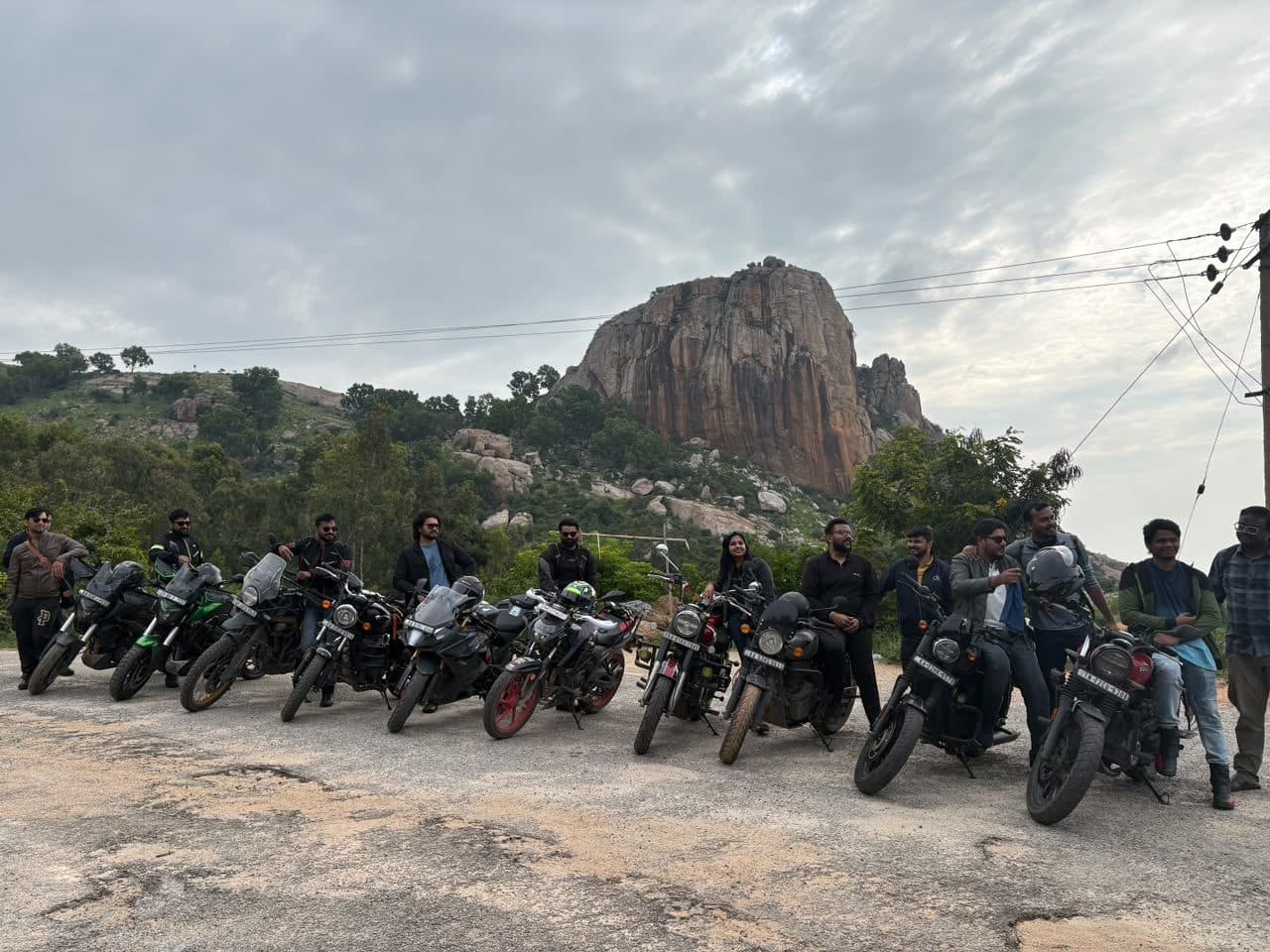 Bikes lined up before a weekend ride