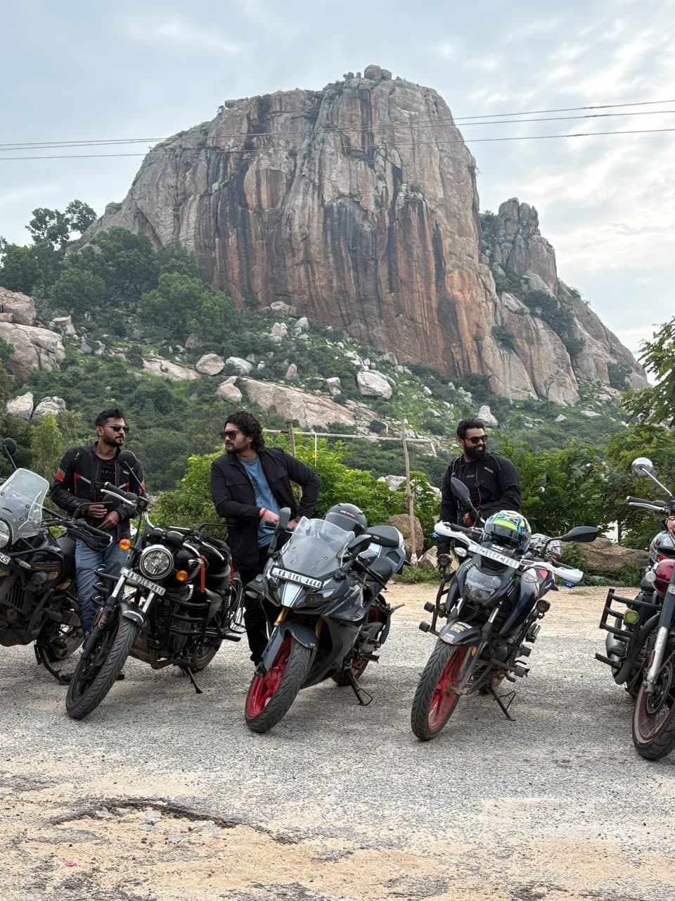 Group at the base of the Savandurga monolith